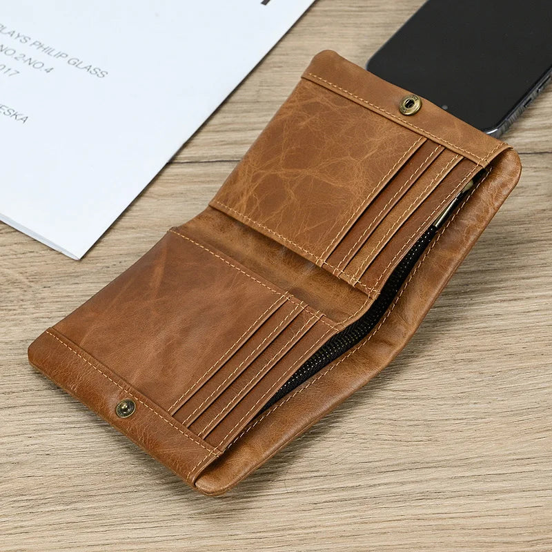 Luufan Men’s Genuine Leather Bifold Wallet – Compact Card & Coin Holder