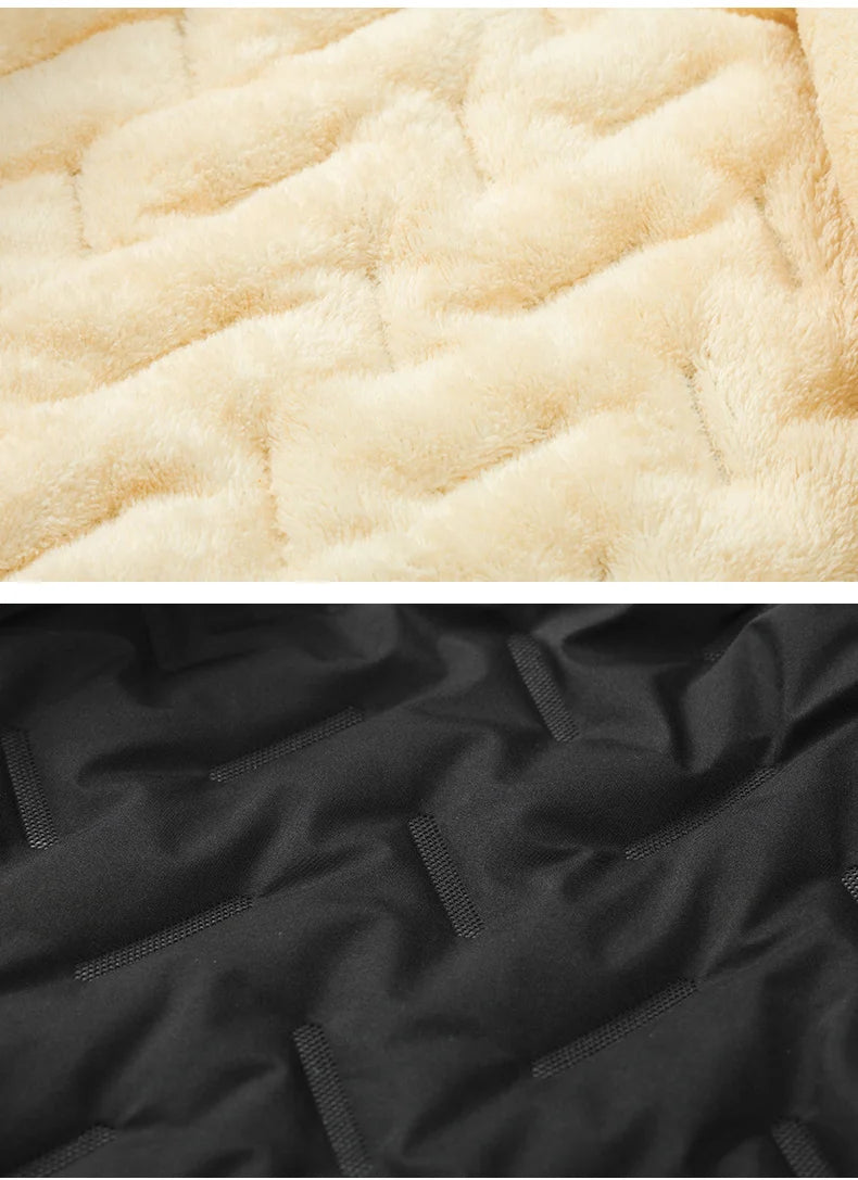 Men’s Fleece Cotton Jacket – Windproof Waterproof Stand Collar Urban Coat