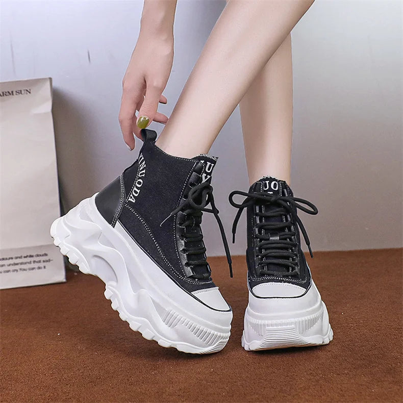 Women Chunky Platform Gothic Moto Boots