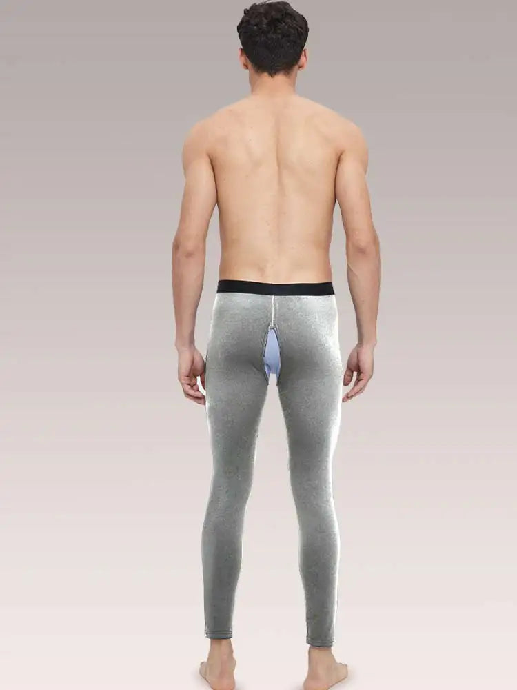 Men’s Open-Crotch Thermal Leggings – Thin Warm Base Layer for Autumn & Winter