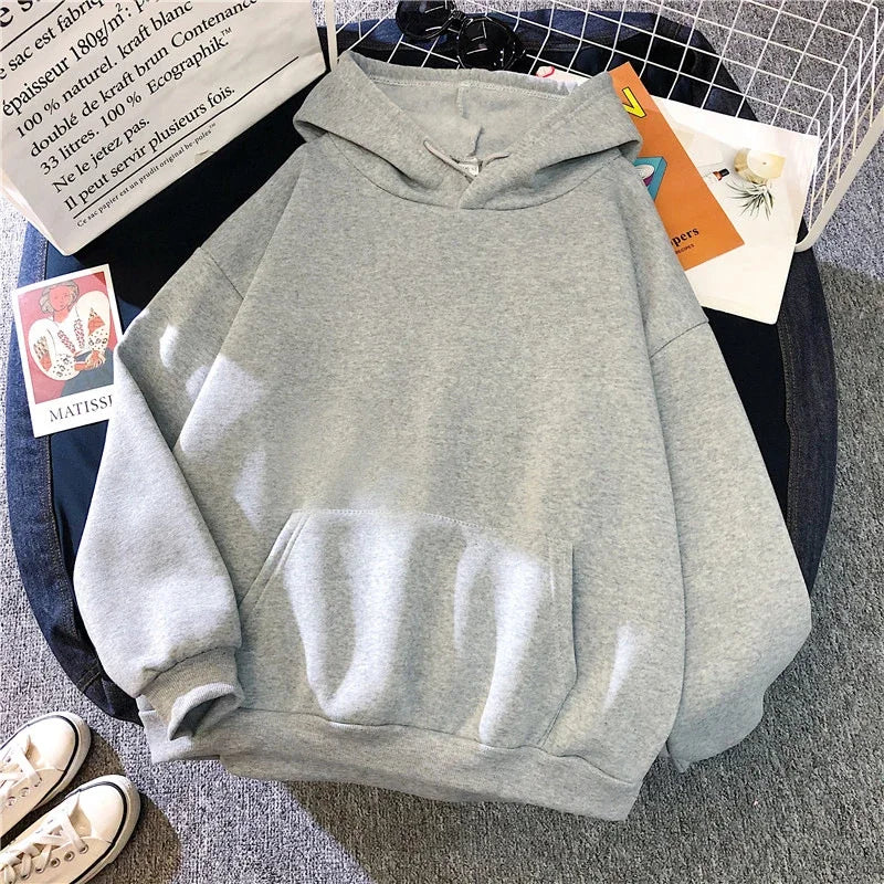 Women’s Pure Colour Hoodie – Soft All-Season Casual Sweatshirt
