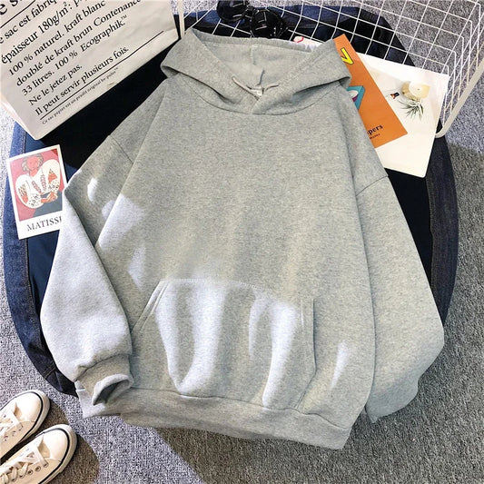 Women’s Pure Colour Hoodie – Soft All-Season Casual Sweatshirt