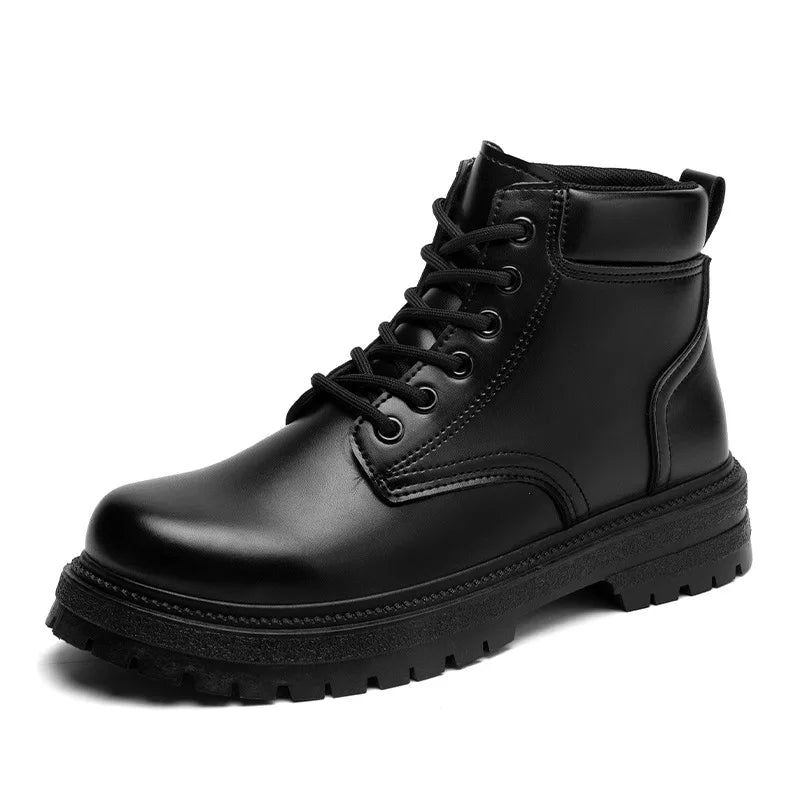 Men Classic Leather Platform Motorcycle Boots