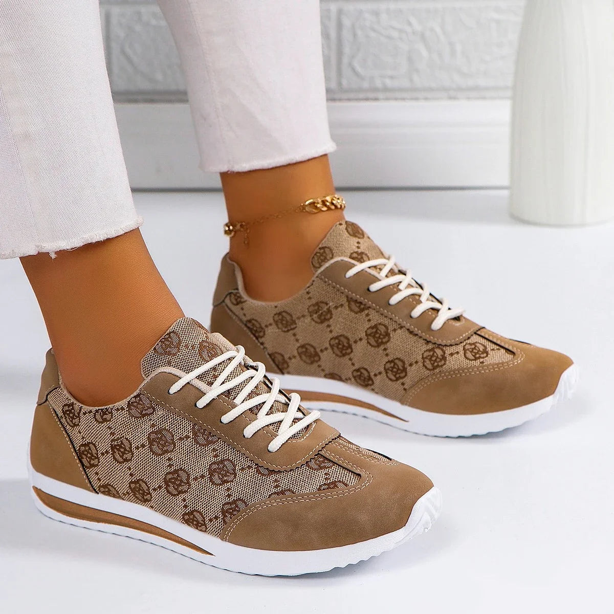 Women Casual Lace-Up Walking Sneakers