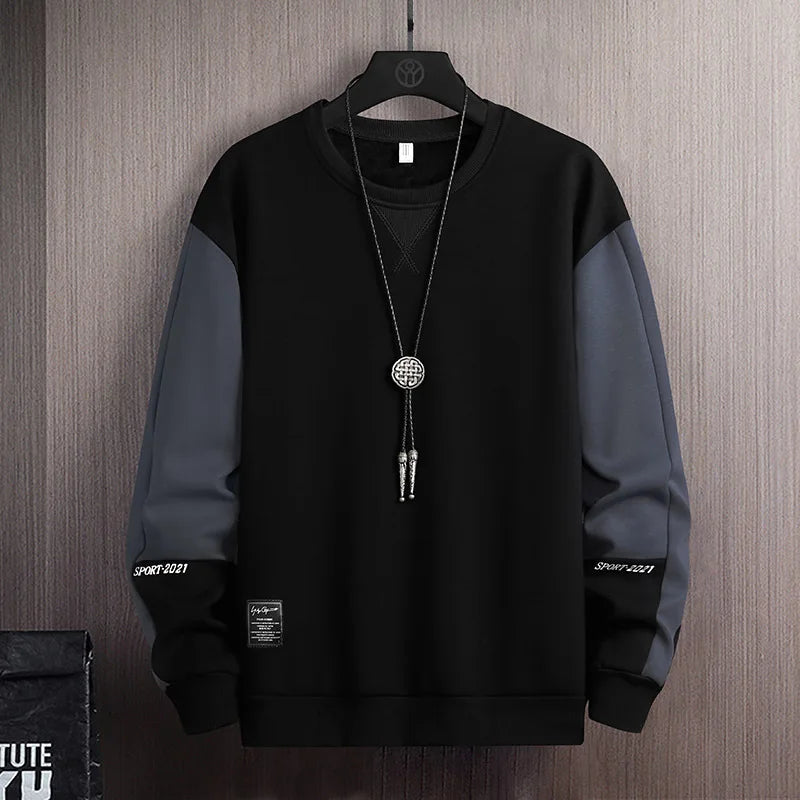 Men’s Loose Fit Sports Sweatshirt – Casual Round Neck Hoodie Style