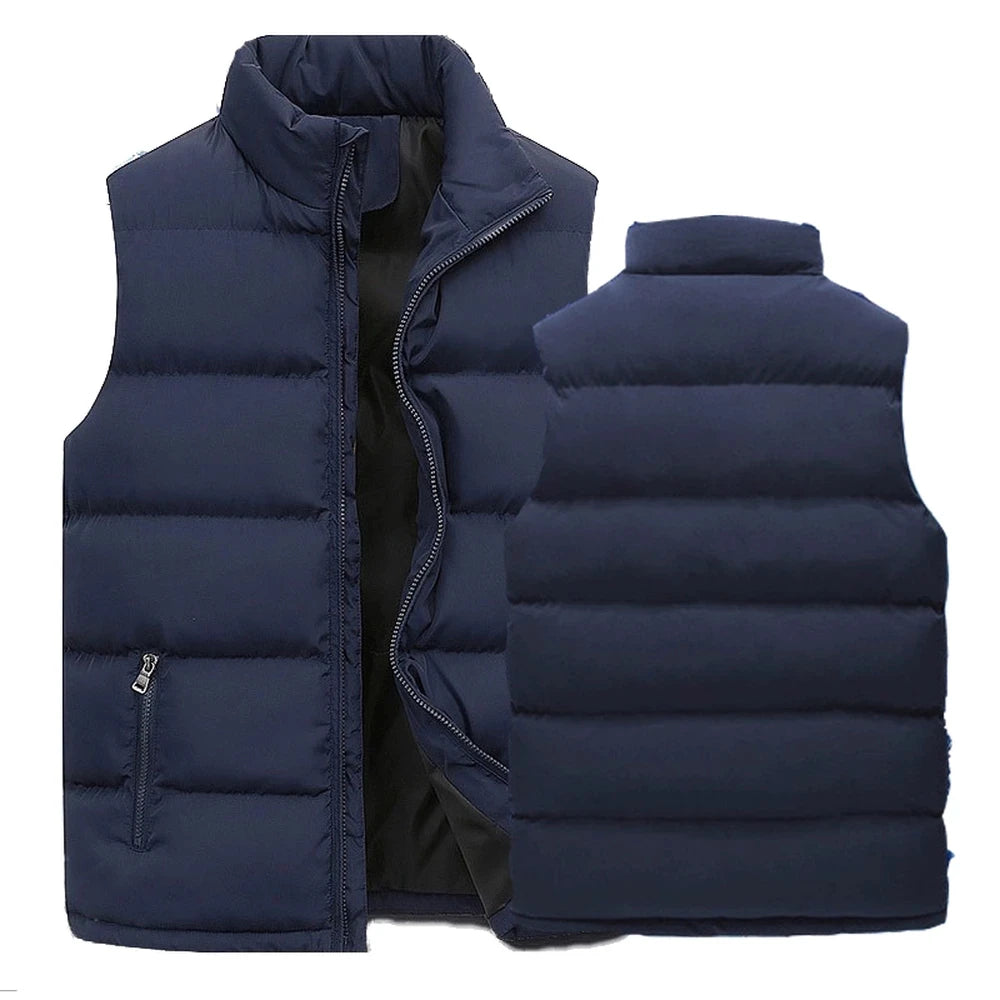Men’s Waterproof Winter Vest – Warm Sleeveless Zipper Jacket