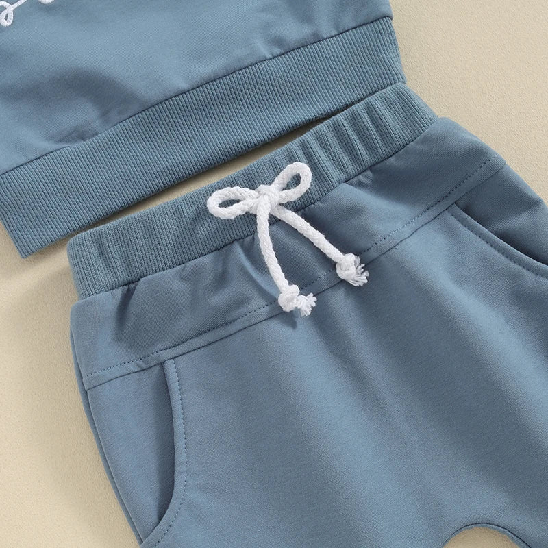 Baby Brother 2-Piece Outfit – Embroidered Letter Sweatshirt & Elastic Waist Sweatpants