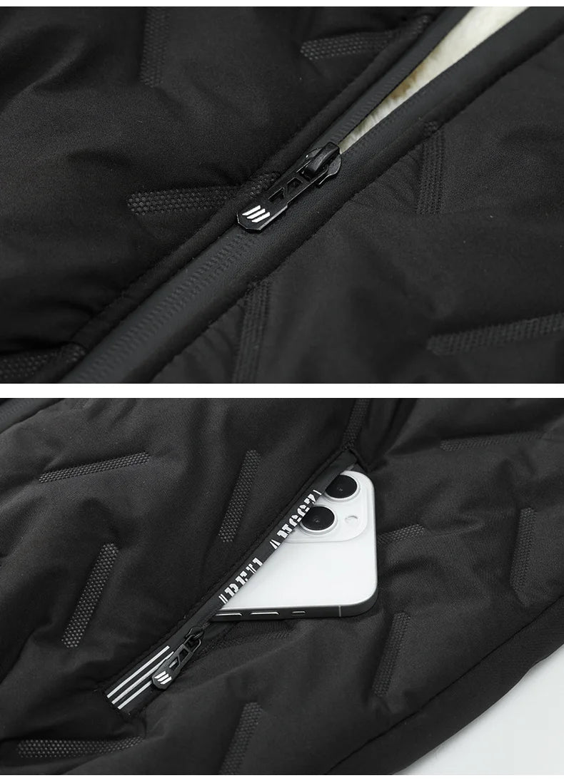 Men’s Fleece Cotton Jacket – Windproof Waterproof Stand Collar Urban Coat