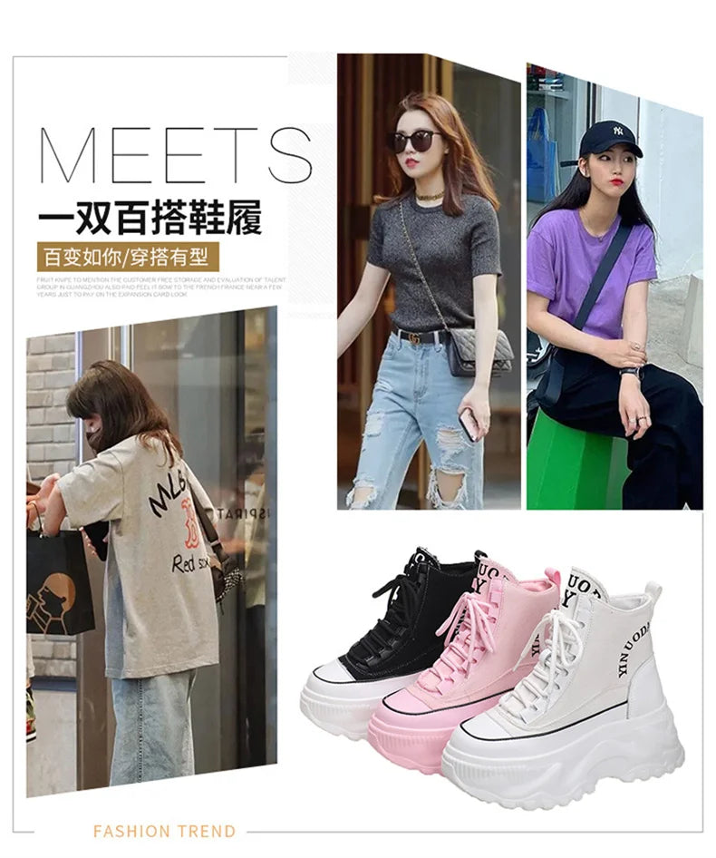 Women Chunky Platform Gothic Moto Boots