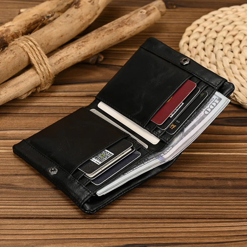 Luufan Men’s Genuine Leather Bifold Wallet – Compact Card & Coin Holder