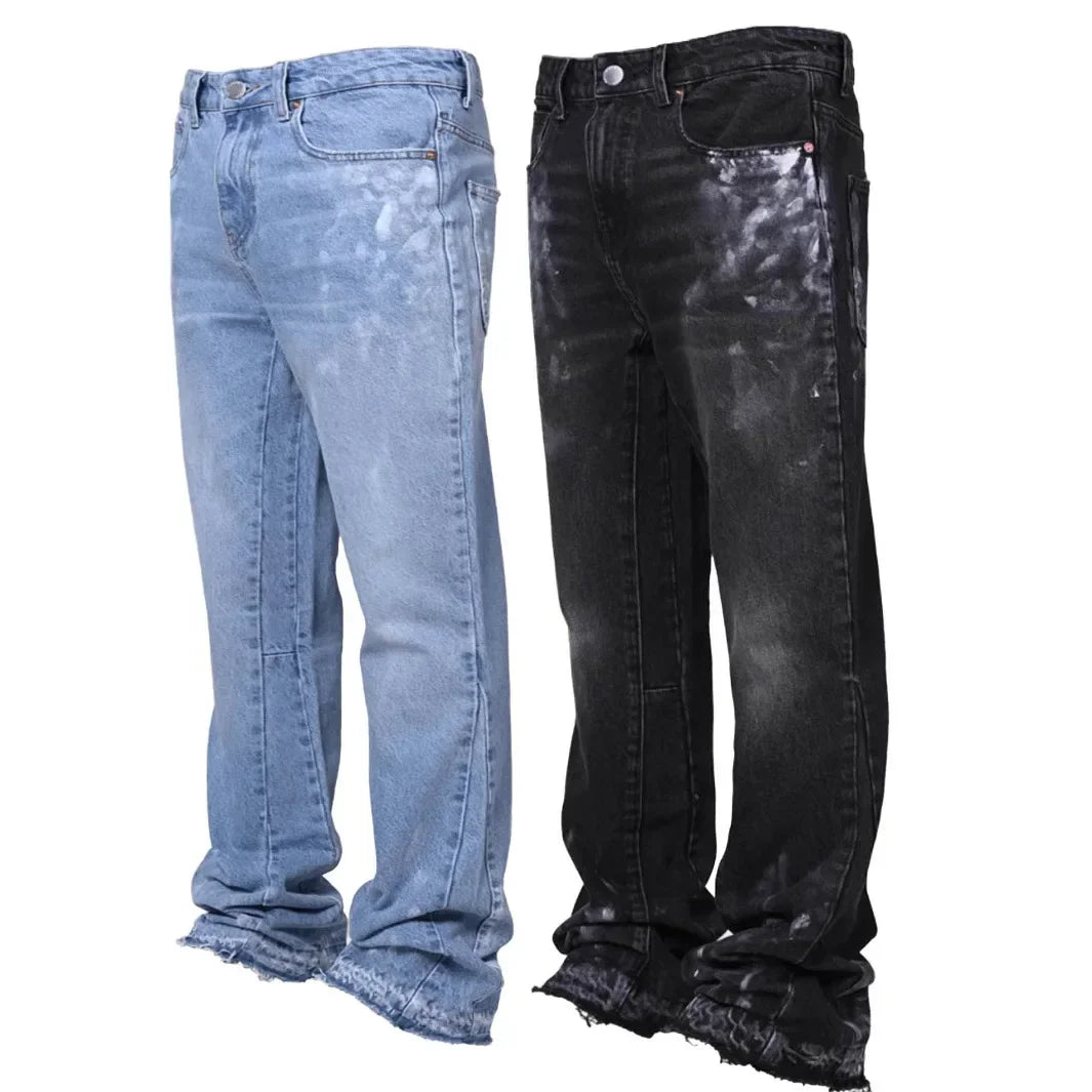 Men’s Vintage Straight Jeans – Mid-Waist Stretch Distressed Denim Pants (2025)