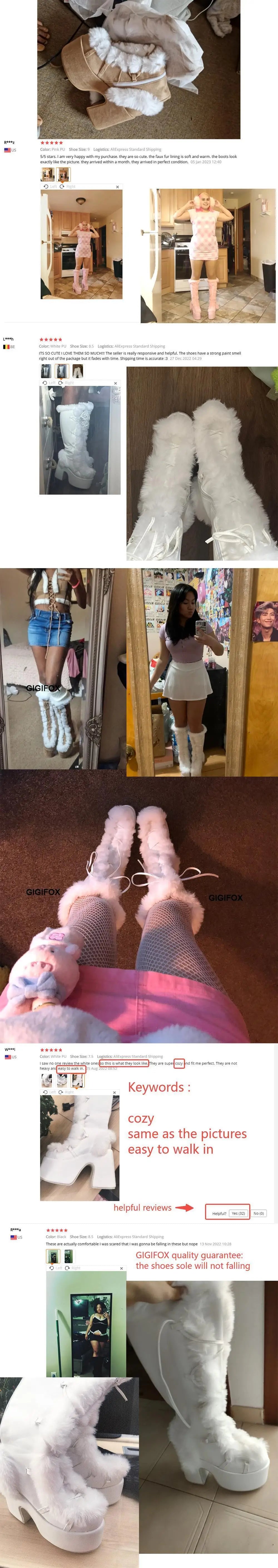 Women Platform Furry Gothic Knee High Boots