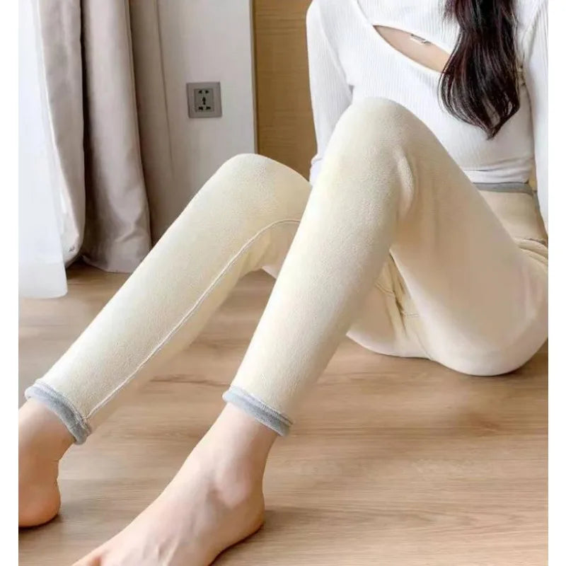 Women’s High-Waist Lamb Wool Fleece Leggings – Butt Lift Thick Winter Pants with Pocket