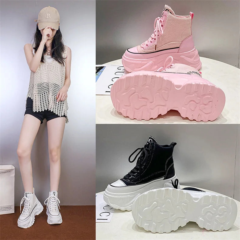 Women Chunky Platform Gothic Moto Boots