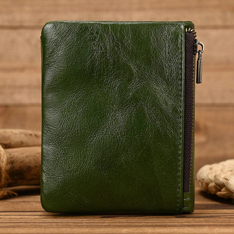 Luufan Men’s Genuine Leather Bifold Wallet – Compact Card & Coin Holder