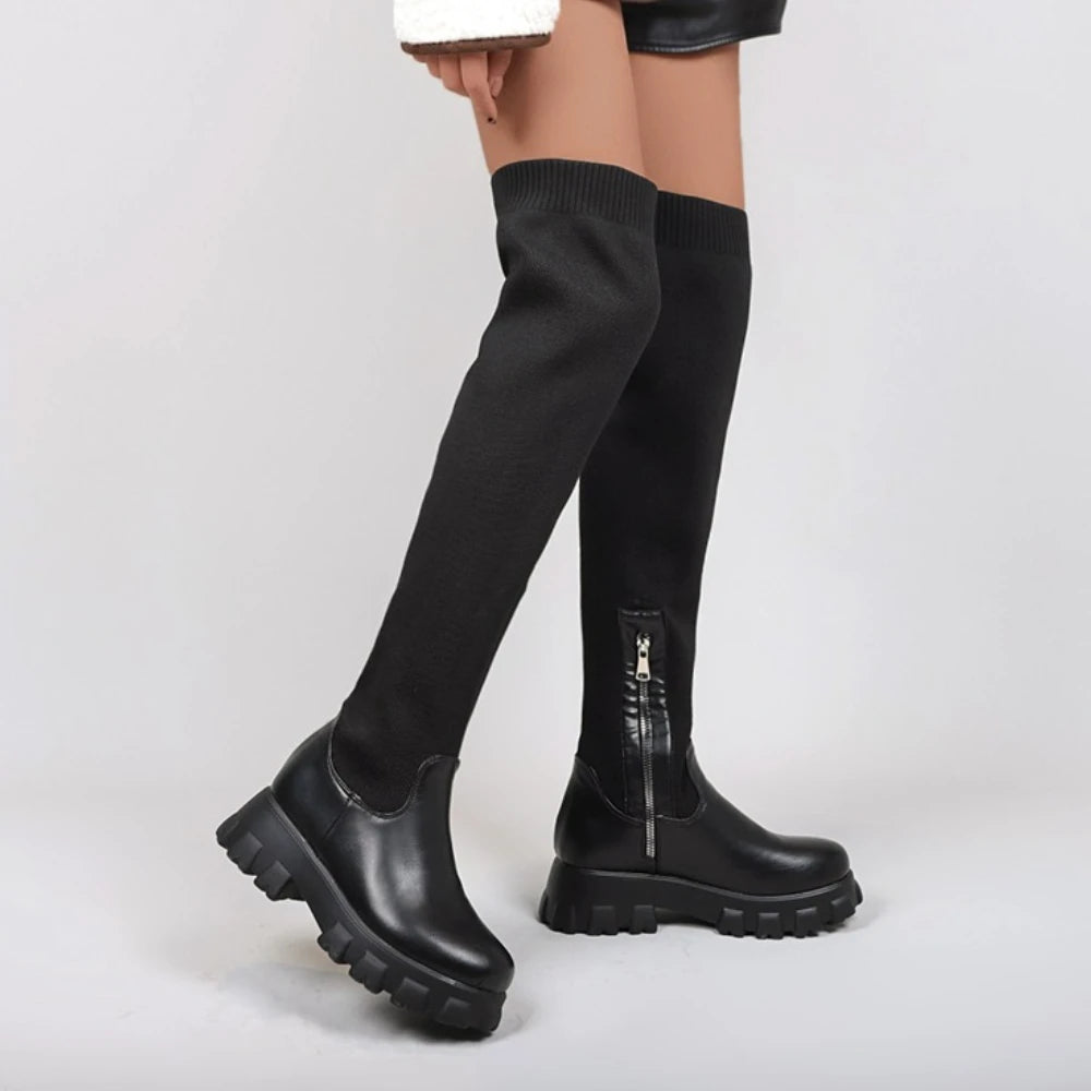 Women Chunky Platform Over-the-Knee Boots