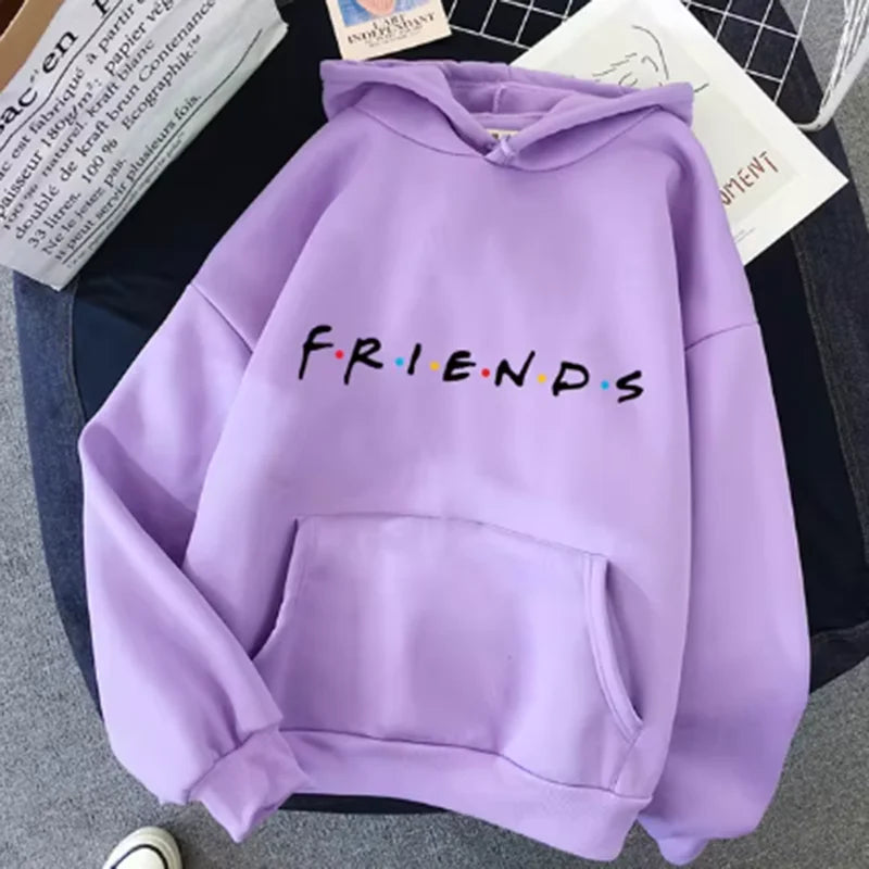 Women’s FRIENDS Print Hoodie – Casual Long Sleeve Streetwear