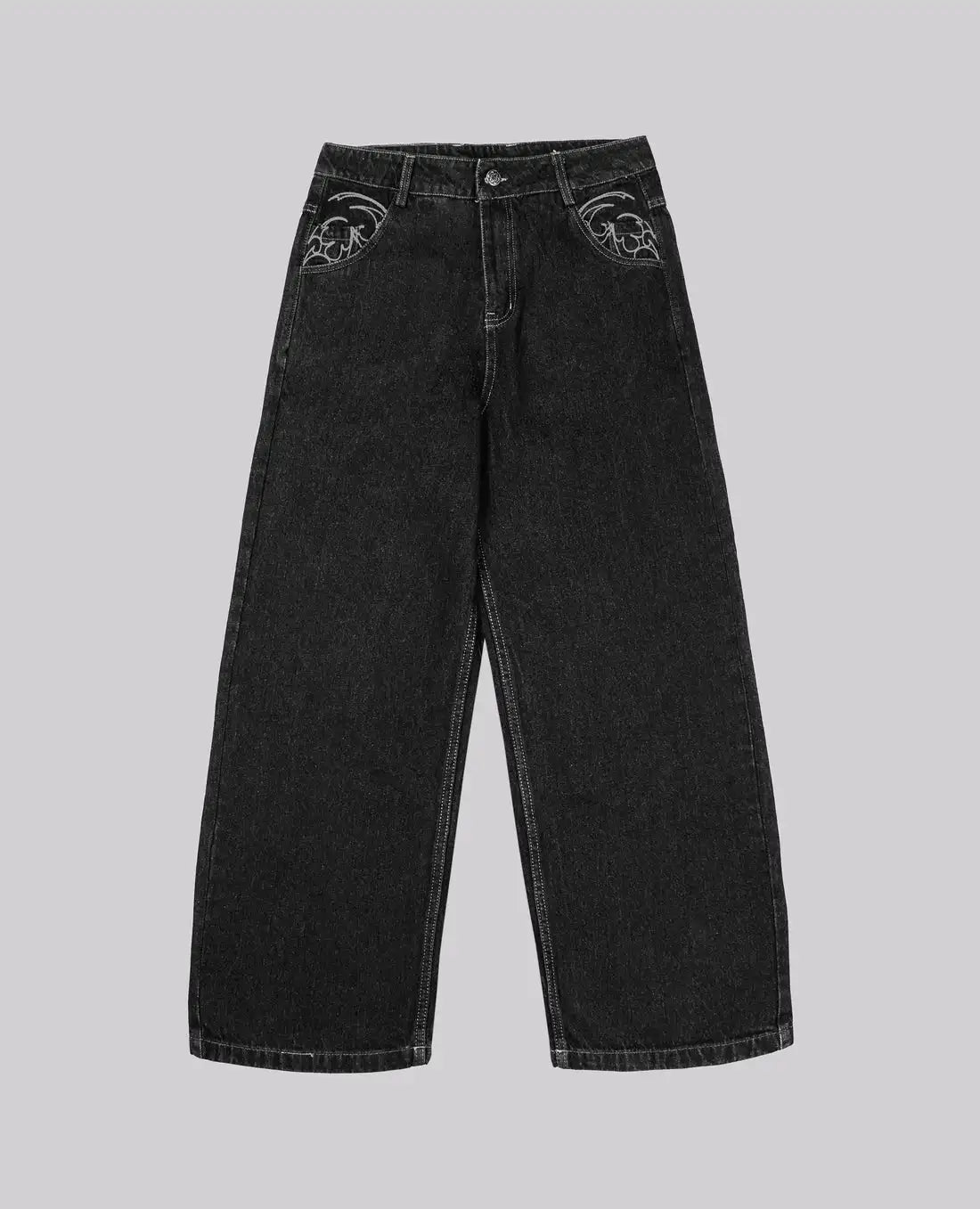 90s Retro Embroidered Street Jeans – Y2K Loose Straight Hip Hop Pants for Men & Women