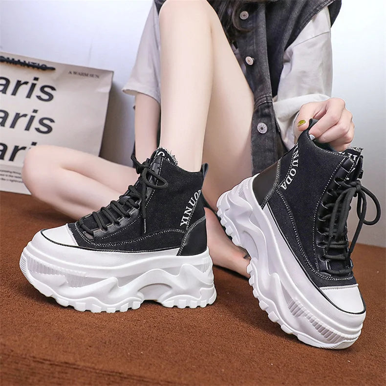 Women Chunky Platform Gothic Moto Boots