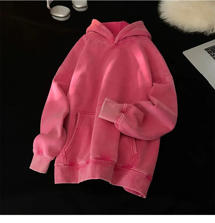 Vintage Washed Oversized Hoodie – Streetwear Harajuku Unisex Sweatshirt