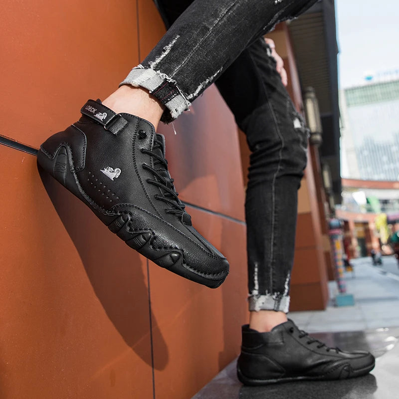 Men Italian Leather Chukka Driving Boots