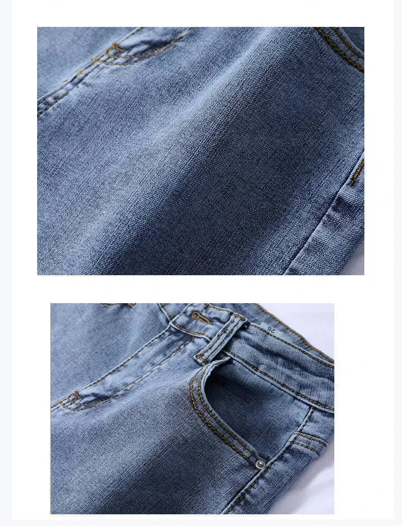 Women’s High-Waist Slim Jeans – Nine-Point Pencil Denim Pants (Autumn Korean Style)