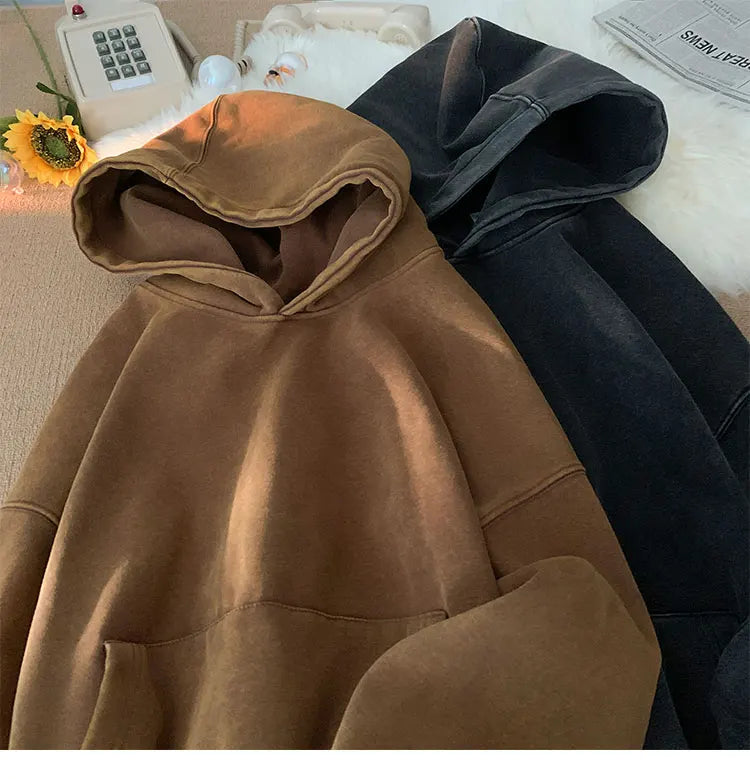 Vintage Washed Oversized Hoodie – Streetwear Harajuku Unisex Sweatshirt