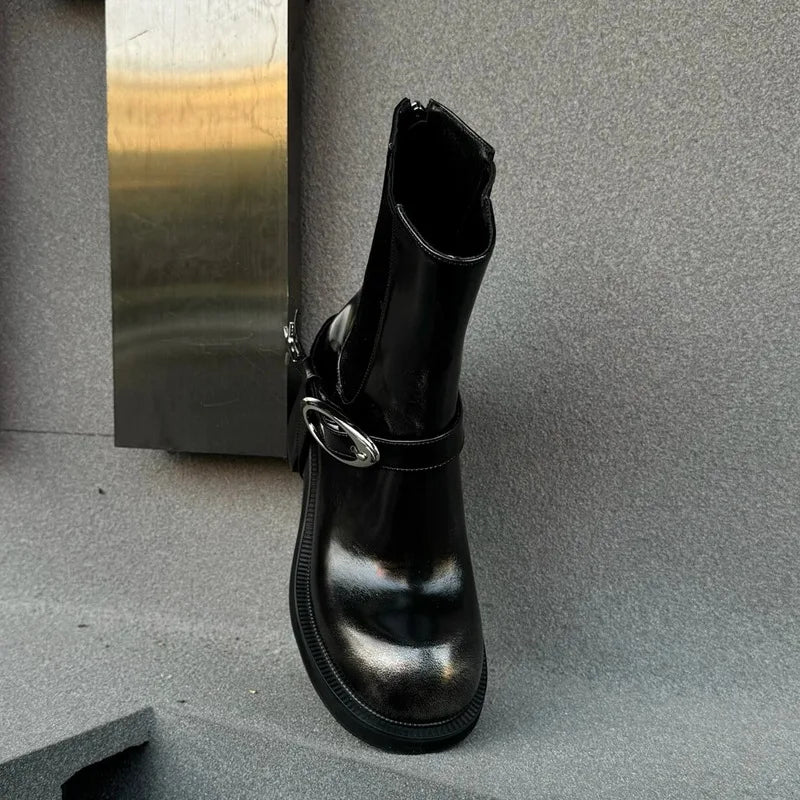 Women Chunky Heel Designer Short Boots