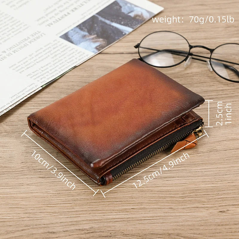 Luufan Men’s Genuine Leather Bifold Wallet – Compact Card & Coin Holder