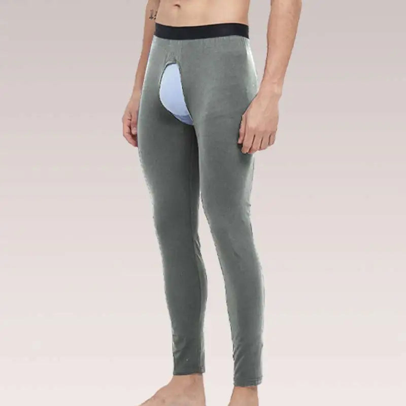 Men’s Open-Crotch Thermal Leggings – Thin Warm Base Layer for Autumn & Winter