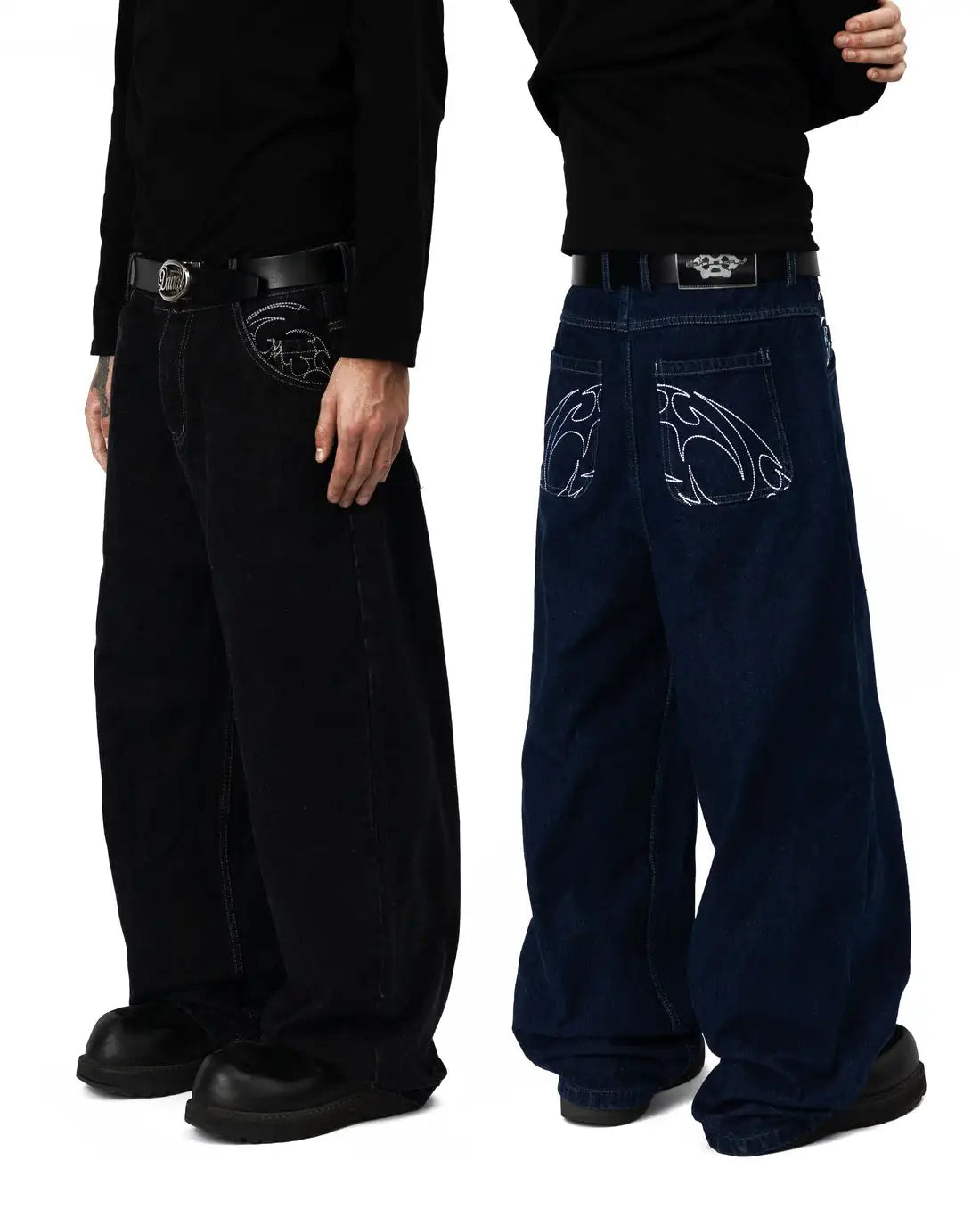 90s Retro Embroidered Street Jeans – Y2K Loose Straight Hip Hop Pants for Men & Women