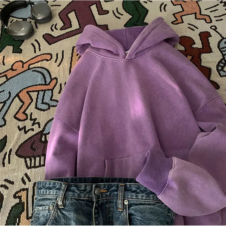 Vintage Washed Oversized Hoodie – Streetwear Harajuku Unisex Sweatshirt