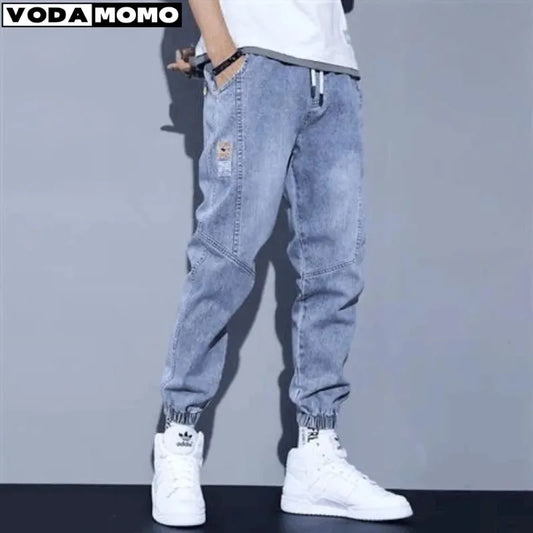 Men’s Wide Leg Baggy Jeans – Vintage Korean Streetwear Embroidered Pants