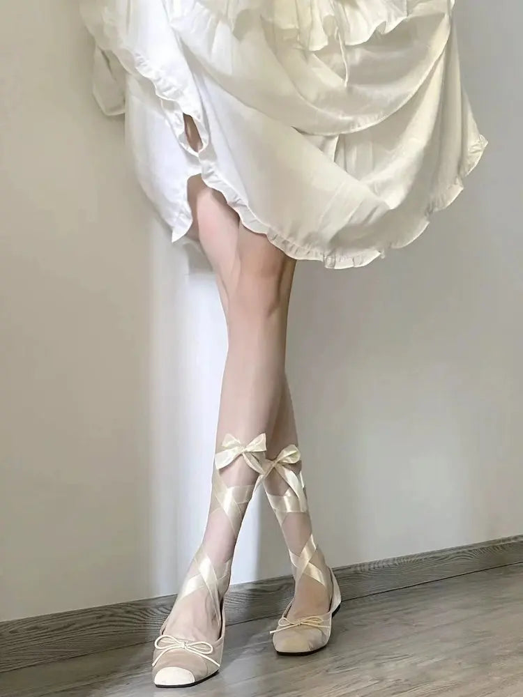 Women Bow Square Toe Mary Jane Flats