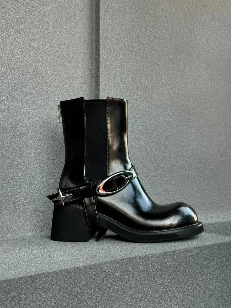 Women Chunky Heel Designer Short Boots