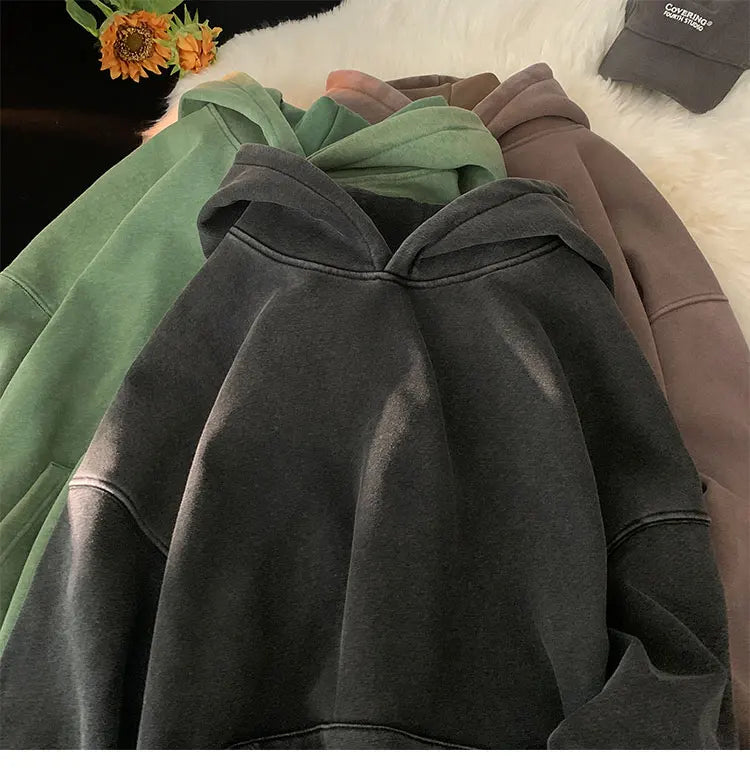 Vintage Washed Oversized Hoodie – Streetwear Harajuku Unisex Sweatshirt