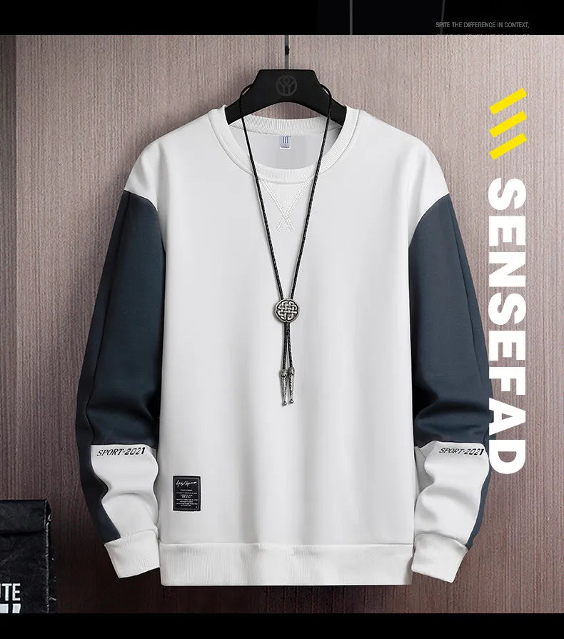 Men’s Loose Fit Sports Sweatshirt – Casual Round Neck Hoodie Style