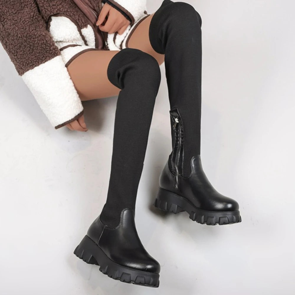 Women Chunky Platform Over-the-Knee Boots