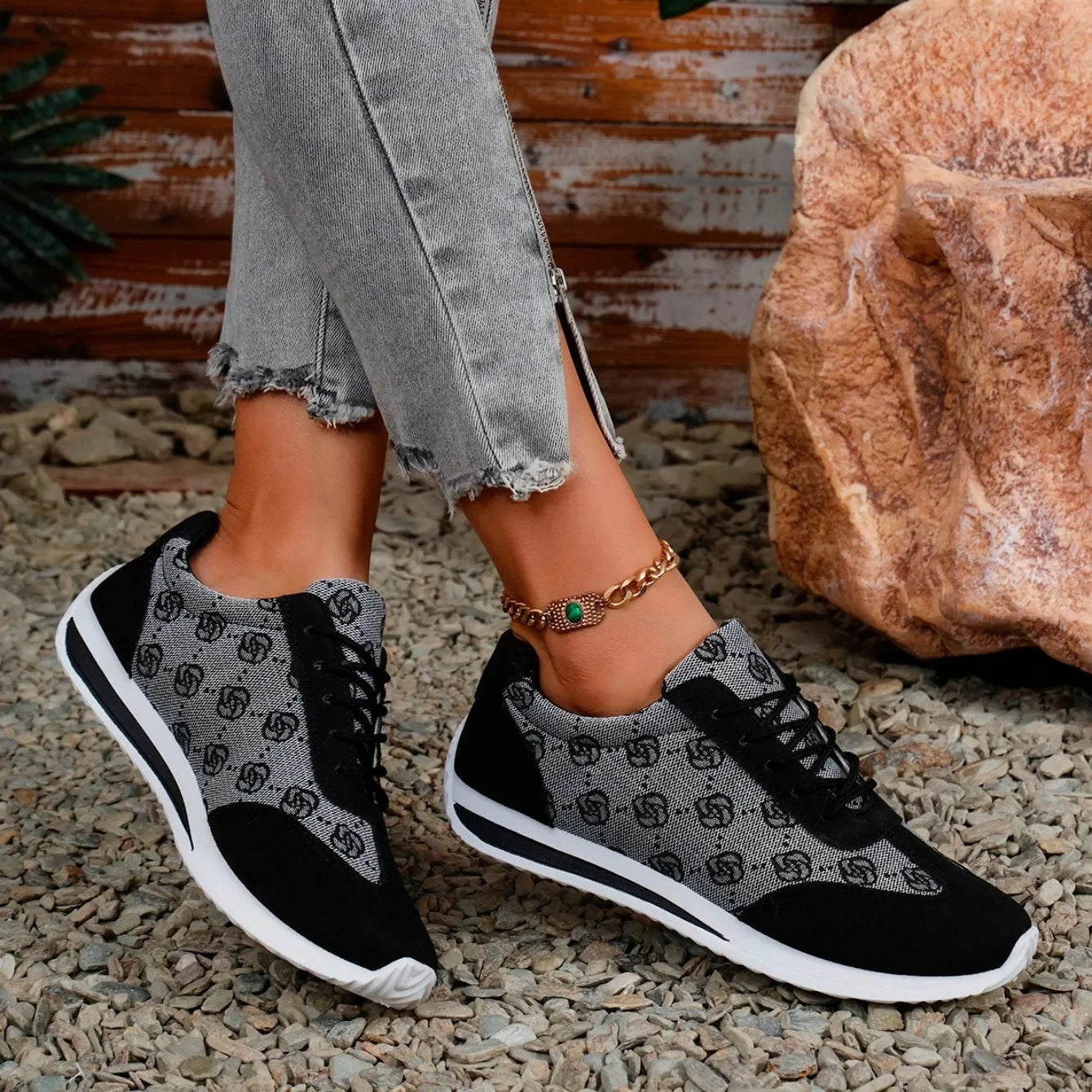 Women Casual Lace-Up Walking Sneakers