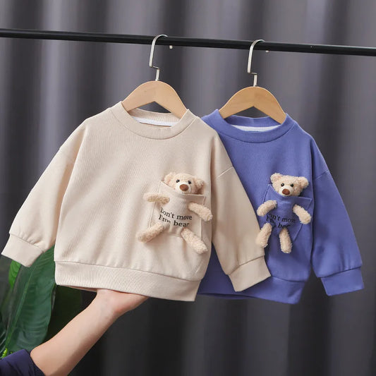 Cute Bear Sweatshirt for Kids – Spring/Autumn Pullover for Boys & Girls (1–8 Years)