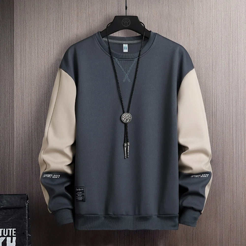 Men’s Loose Fit Sports Sweatshirt – Casual Round Neck Hoodie Style