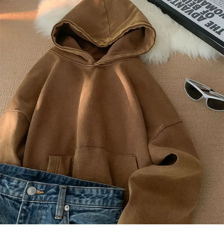 Vintage Washed Oversized Hoodie – Streetwear Harajuku Unisex Sweatshirt