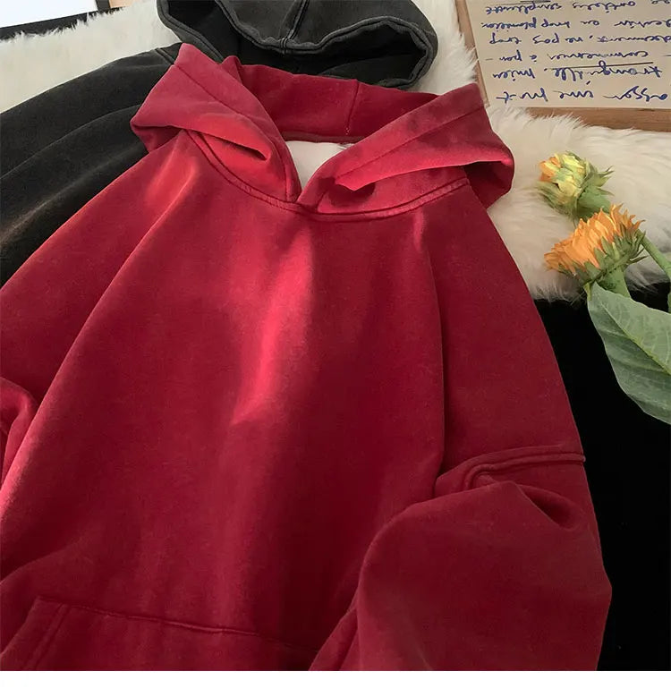 Vintage Washed Oversized Hoodie – Streetwear Harajuku Unisex Sweatshirt