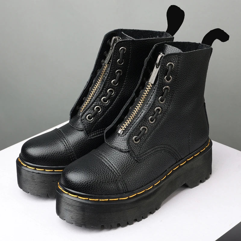 Unisex Punk 8-Hole Platform Moto Boots