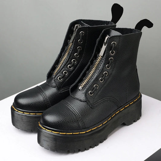 Unisex Punk 8-Hole Platform Moto Boots