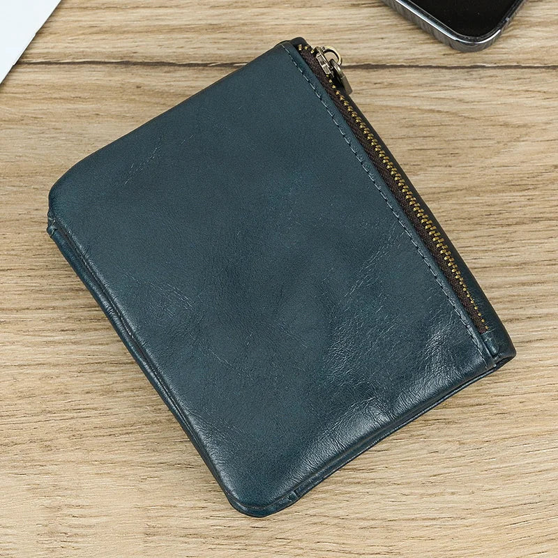 Luufan Men’s Genuine Leather Bifold Wallet – Compact Card & Coin Holder