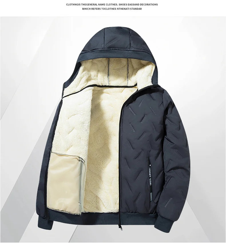 Men’s Fleece Cotton Jacket – Windproof Waterproof Stand Collar Urban Coat