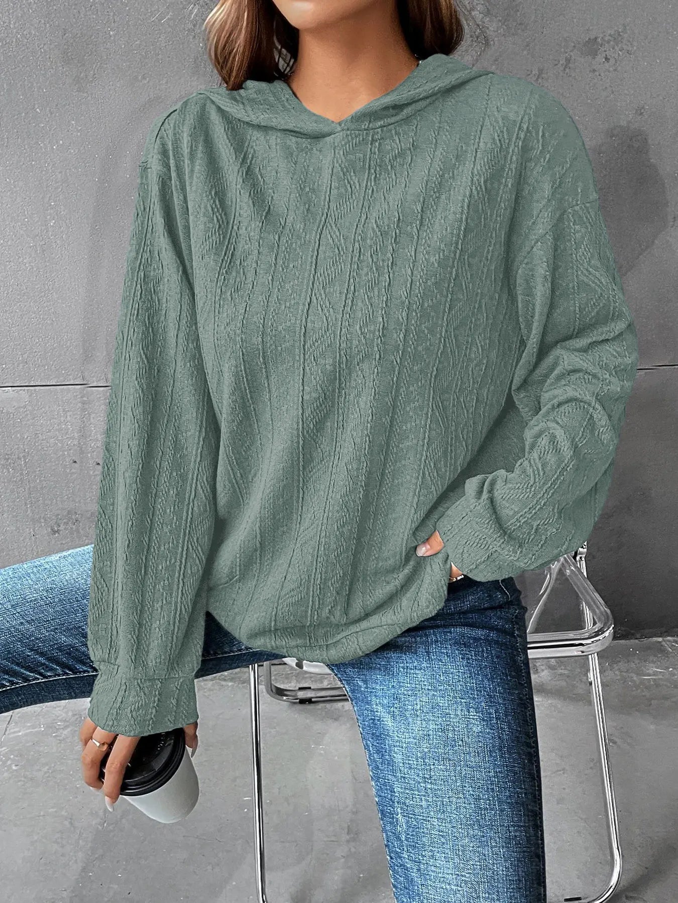 Women’s Hooded Long-Sleeve T-Shirt – Casual Solid Color Top