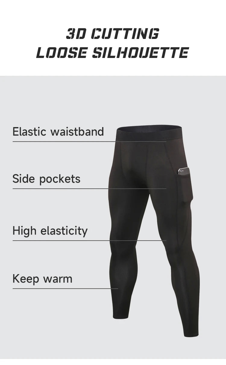 Men’s Thermal Compression Running Leggings – Fast Dry Fitness Tights for Winter Sports