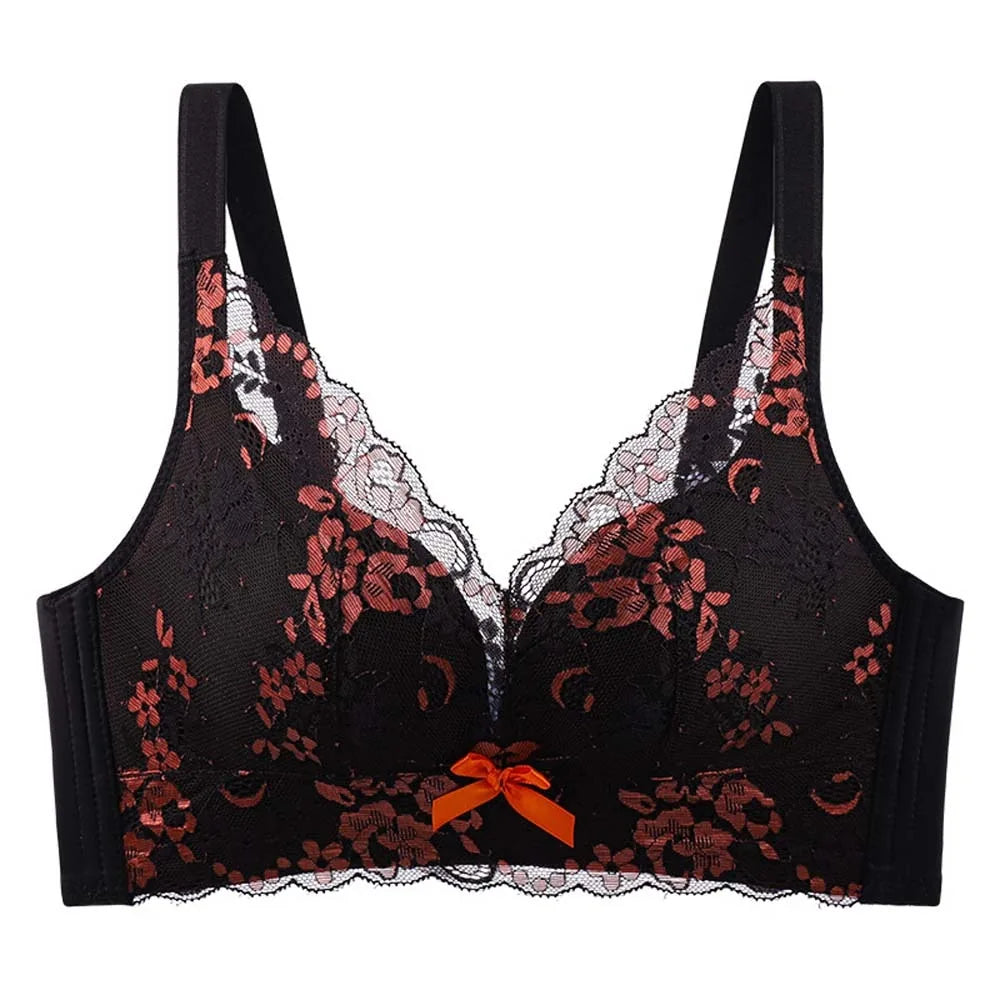 Seamless Girls Lace Seamless Bra Beautiful Back Shockproof Wireless Deep V Bra Korean Style Lace Flowers Brassiere for Women